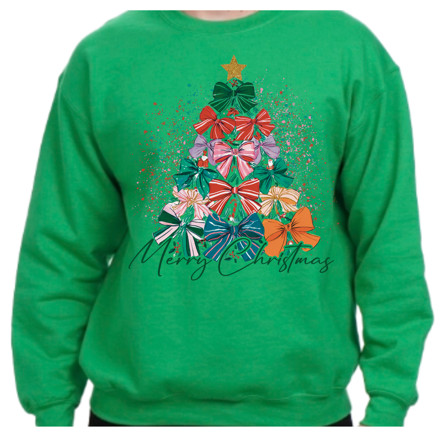 Festive Bow Tree Sweatshirt – Cozy Holiday Style