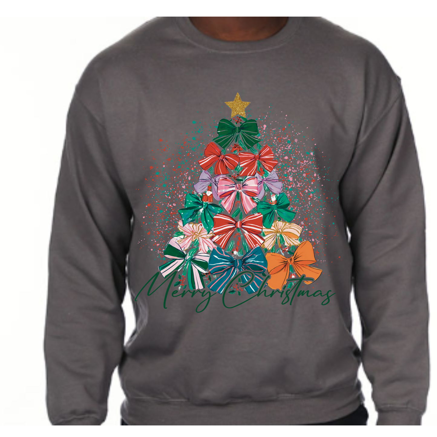 Festive Bow Tree Sweatshirt – Cozy Holiday Style