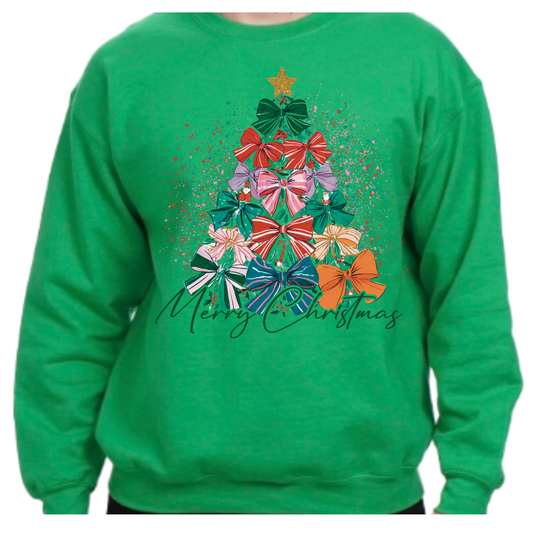Festive Bow Tree Sweatshirt – Cozy Holiday Style